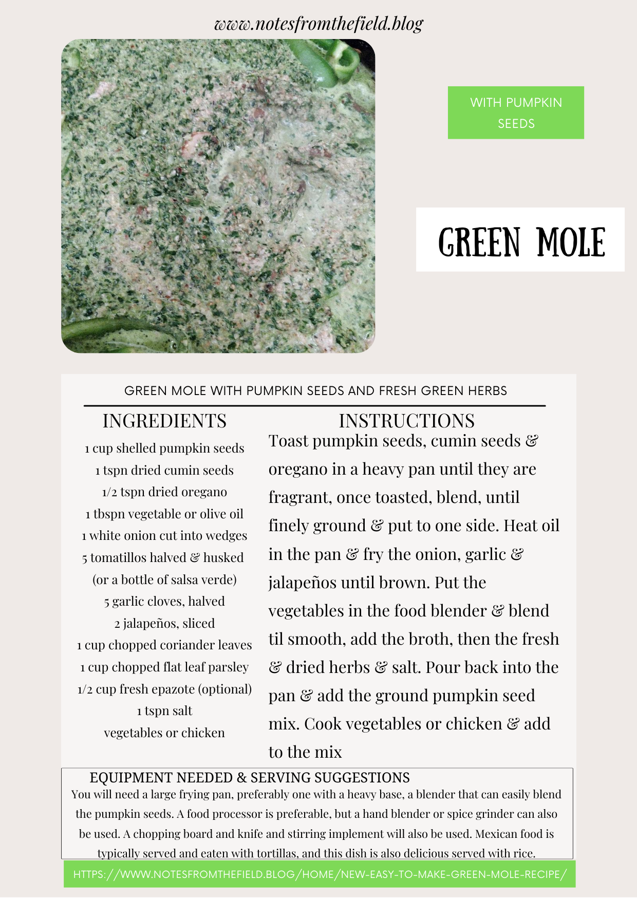 Mexican green mole recipe