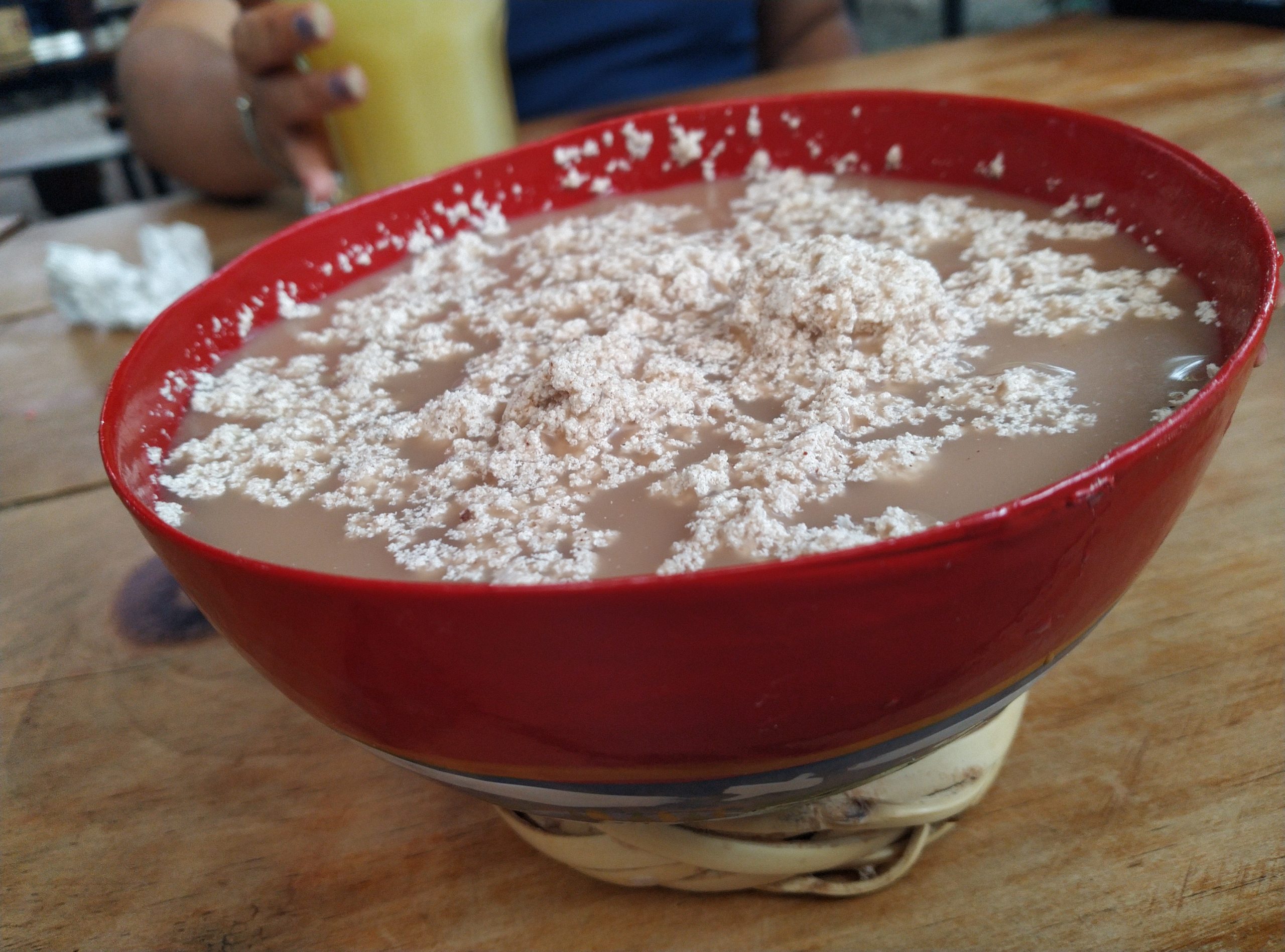 The picture shows the delicious tejate traditional Oaxacan beverage.